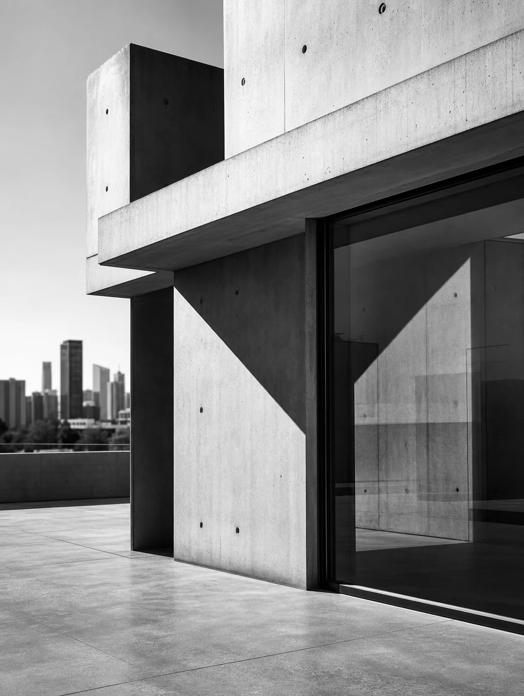 Monochrome architectural shadow study exploring geometric patterns in high contrast