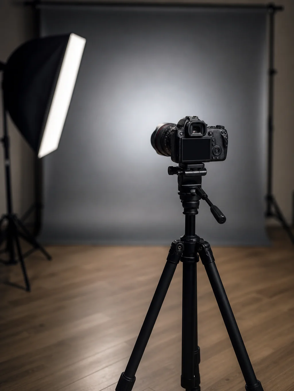 A professional camera framing a striking visual scene with dramatic natural light