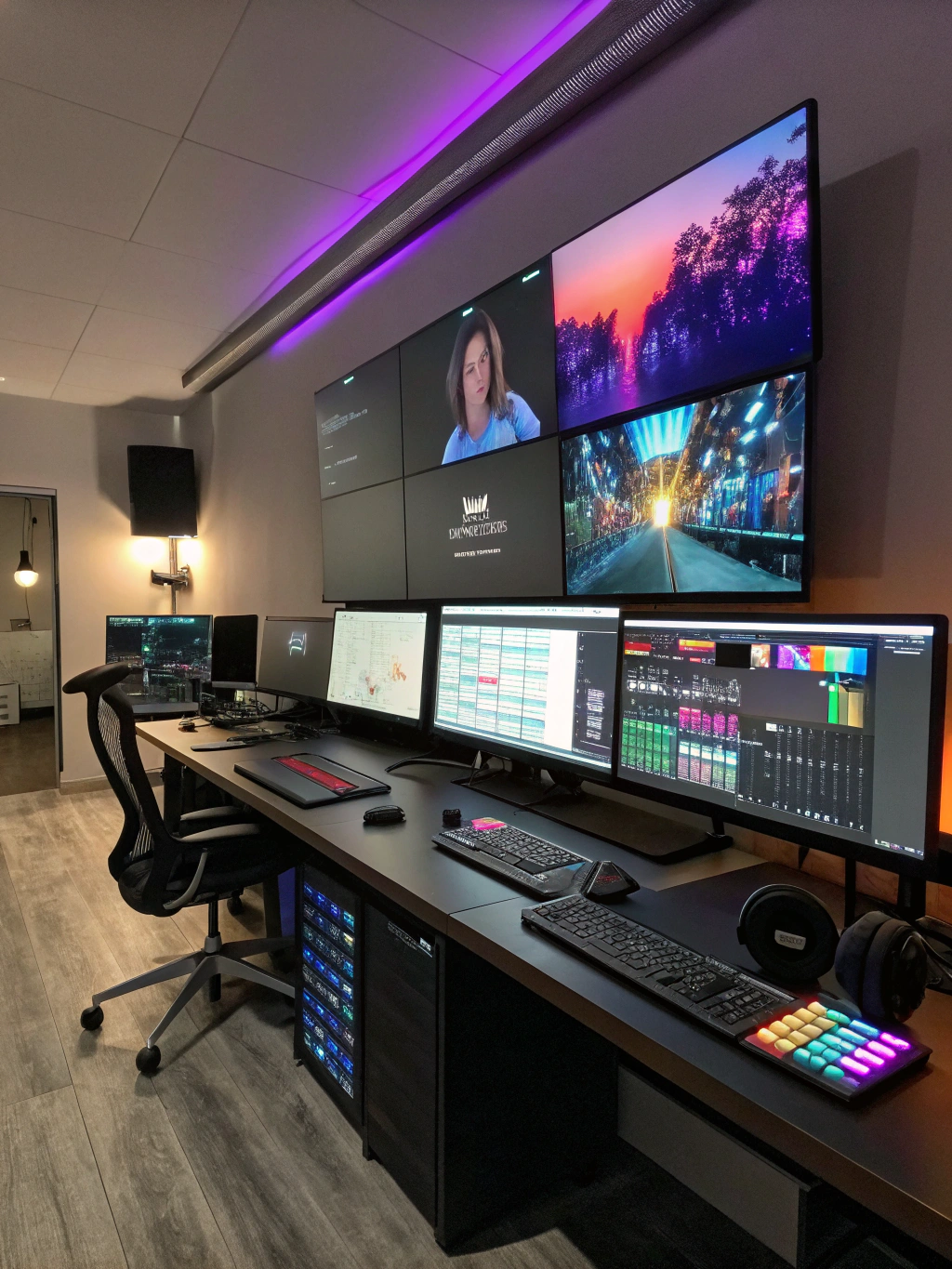 A creator working on color grading high-contrast imagery on a calibrated studio display