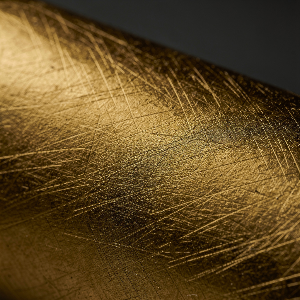 Close up of hand-polished gold texture and metal filings